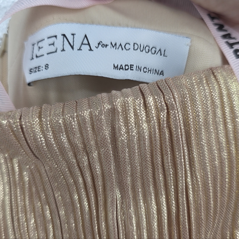New Mac Duggal [6] 27062 Tea-Length Maxi Gold Ruffle Tiered Dress Metallic 8‎ - Picture 5 of 7